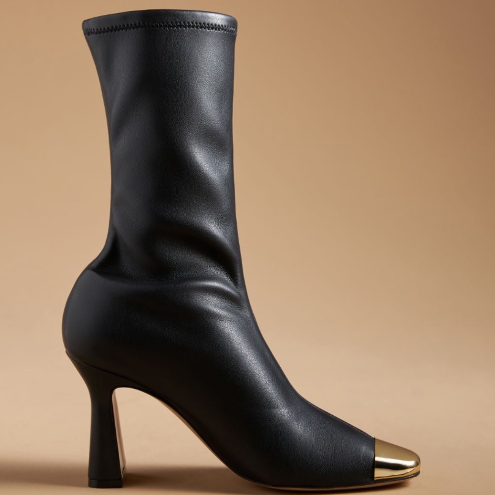 NWT. MARIA LUCA Ellia Metal Toe-Cap
Stretch Boots. FREE SHIPPING